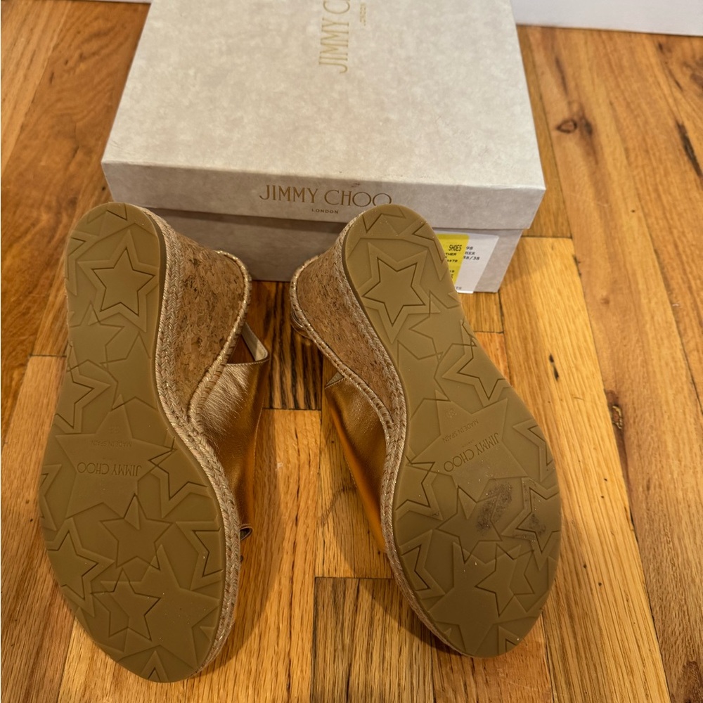 Jimmy Choo Metallic Gold Espadrille Sandals - Picture 2 of 4